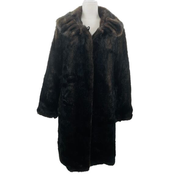 Vintage Gallais Faux Fur Black Plush Elegant Luxury Glam Full Length Coat M - Picture 3 of 13